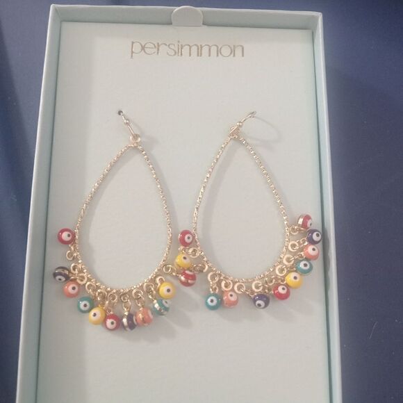 Evil eye earrings 7 chakra NWT